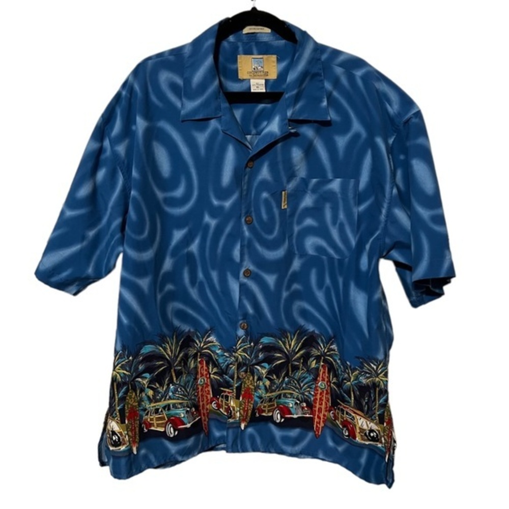 Coconut Pier Bright Blue Hawaiian Short Sleeve Shirt Size XL